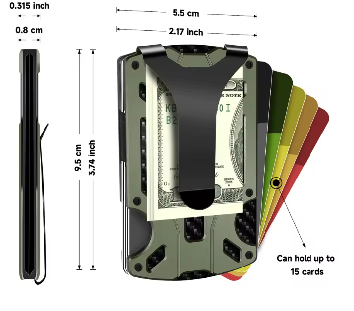 Slim RFID Blocking Metal Wallet for Men & Women with Money Clip Or Cash Strap Scratch Resistant Card Holder
