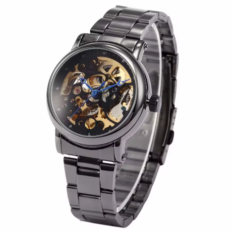 7. FORSINING women's rose gold moon phase skeleton
