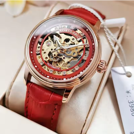 8. CHENXI women's automatic skeleton rose gold stainless steel
